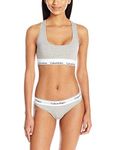 Calvin Klein Womens Modern Cotton Bralette and Bikini, Gray, Small