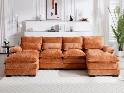 GNIXUU 110" Modern Chenille Sectional Sofa - Orange