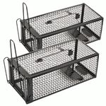 Anyhall 2-Pack Humane Live Mouse Rat Traps for Indoors and Outdoors (Black)