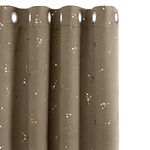 Deconovo Taupe Curtains, Eyelet Blackout Curtains, Thermal Insulated Curtains Gold Constellation Printed Curtains for Living Room, 66 x 90 Inch(Width x Length), 2 panels