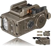 RovyVon GL5 Pro QD 4-in-1 Rail-Mounted Flashlight, 400 Lumens Flood White Light, Green Beam, IR Illuminator and IR Beam, Included 1913/GL Adapter/Replaceable Battery(7075 Desert Tan)