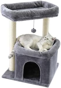 PAWZ Road Cat Tree Cat Tower with Full Wrapped Sisal Scratching Posts Suitable for Medium to Large Cats Grey