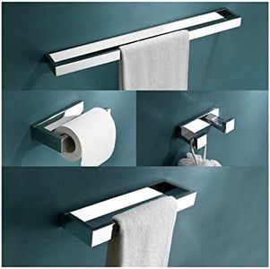 TNOMS 4-Pieces Bathroom Hardware Set, Polished Chrome Towel Bar Set, Wall Mounted Stainless Steel Bathroom Hardware Accessories Set, 23.6 inch
