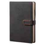 416P Super Thick Business Notebook A5 Buckle Sheepskin Notepad(Deer Head Design) PU Leather Hardcover Notepad,Journal, Diary Gift (Gray)