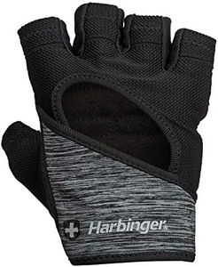 Harbinger Women's FlexFit Wash and Dry Workout Weightlifting Gloves with Padded Leather Palm (1 Pair) Black/Heather Gray Small