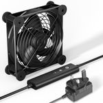 upHere gaming 120mm Dual Ball Bearing PC Fan, Powerful DC 12V Cooling with AC 220V 240V Plug, 5 Adjustable Speeds for Server Rooms, Modems, PC Cabinets, U2DC1