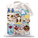 BWWKTOP Beauty Beast Canvas Tote Bag Mrs. Potts And Chip Fans Gifts Princess Belle Shoulder Bag For Movie Fans, Beauty is Found, Fit