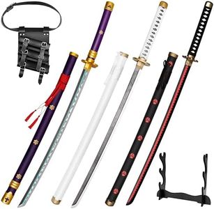 Kaoudt Zoro Decoration41 inch Bamboo Cosplay Props: Roronoa Zoro Wado Ichimonji+Yama Enma+Shusui, Exact Replica Anime Original Texture, for Role-Playing, Stage Performance - Set of 3 Anime Props