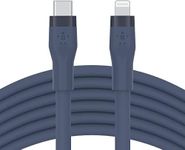 Belkin BoostCharge Flex Silicone USB Type C to Lightning Cable (3M/10ft), MFi Certified 20W Fast Charging PD Power Delivery for iPhone 14/14 Plus, 13, 12, Pro, Max, Mini, SE, iPad and More - Blue