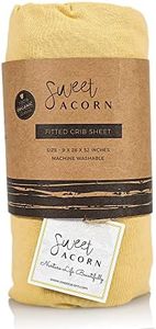 Sweet Acorn Fitted Crib Sheets - Organic Cotton Jersey Knit Crib Beddings - Fits Standard Baby Crib Mattress - 9" x 28" x 52" - Butter Yellow