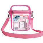 GUIFIER Clear Bag Stadium Approved with Small Clear Wallet, Clear Messenger Shoulder Bag with Front Pocket and Adjustable Strap, Transparent Crossbody Bag for Concerts Festivals Sports Events (Pink)