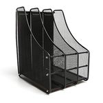 GBEX Multifunction Metal Mesh Magazine Files Storage Holder Frame || 3 Section Divider File Paper Magazine Rack Holder Tray for Office Home Desktop (Black Color)