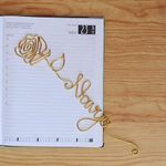 Handmade Name Customised Bookmark,Metal Planner Bookmarks for Books Aesthetic,Rose Design Customised Bookmark with Name