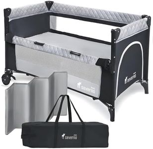 Severno Babybetten, Reisebetten, Beistellbett, Kinderreisebett, Laufstall, für Babys und Kinder ab Geburt bis 15 kg, Kompakt Faltbar, Rollen und Transporttasche, Overnight grau, 120x60 cm