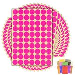 1,050 x Hot Pink Sticky Dots - 19mm - Round Colour Coding Dot Stickers - 15 Sheets