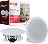 Pyle Ceiling Speakers, Wall Mounted Wireless Ceiling Speakers, 13.34cm Pair of 2-Way Midbass Woofer Speaker & 150 Watts, Flush Mount Sound, Easy Installation for Indoor/Outdoor, Kitchen, Bathroom