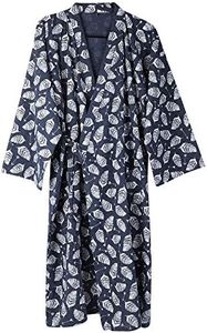 QCHOMEE Men's Kimono Robe Yukata Robes Khan Steamed Clothing Pajamas Cotton Bathrobes Nightwear, Blue, One size