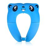 Pejoye Foldable Toilet Seat Toddler, Portable Toilet Training Seat for Kids, Travel Toddler Toilet Seat in ABS Material with 8 Anti Slip Silicon Pads and 1 Carry Bag, Blue Panda