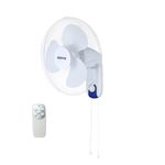 GEEPAS 16-Inch Wall Mounted Fan with Remote Control - Electric Cooling Wall Fan for Home Office - 3 Speed Setting with Oscillating Feature - 3 Leaf PP Blades, 7.5 Hour Timer - 2 Year Warranty, White