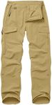 Mens Hiking Pants Convertible Lightweight Quick Dry Fishing Safari Camping Travel boy Scout Pants 6239,Khaki,40