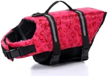 Surblue Dog Life Jacket Flotation Vest Saver Swimsuit Preserver Pet Adjustable Safety Coat for Water Safety at The Pool, Beach, Boating, Swimming (XL, Pink)