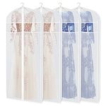 Zilink Dress Bags for Gowns Long 72-inch Garment Bags for Long Dresses Clear Dress Protector Bag with 3" Gusset and Full Length Zipper for Dresses, Fur Coat Gown Closet Storage（Set of 4）