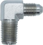 RFS Stainless Steel JIC Flared Tube Fitting, 90 Degree Elbow, 3/8" JIC Male x 3/8" NPT Male