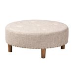 Baxton Studio Vinet Tufted Fabric and Wood Coffee Table Ottoman in Beige