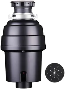 GAOMON Garbage Disposal 1 HP Continuous Feed Garbage Disposer, Compact Food Waste Disposer with Ultra Quiet Motor and Power Cord, Stainless Steel Grinding, Kitchen Sink Food Waste Disposal, Black