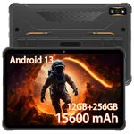 HOTWAV R7 Rugged Tablet Android 13, 15600mAh 10.1 Inch HD+ 12(6+6Virtual) GB+256GB/(2TB TF) Waterproof Tablet PC, 16MP Octa-Core IP68&IP69K/Dual SIM 4G/5G WiFi/Face ID/GPS/OTG/Widevine L1 (Orange)