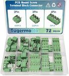 Tugermoola 72PCS 5mm/0.2inch 2Pin 3Pin 4Pin Pitch PCB Mount Screw Terminal Block Connector Assortment Kit PCB Board Wire Connectors Green