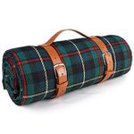 Ben & Bel Water/Sand/Dirt-resistant Picnic Blanket with PU Handle, Outdoor-Ready Dark Green Square, 150x200cm XL