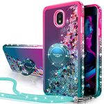 Silverback for Galaxy J3 2018/J3 Star/J3 Achieve/Express Prime 3/Amp Prime 3 Case, Girls Women Moving Liquid Holographic Glitter Case with Ring Stand Bling Case for Samsung J3V J3 V 3nd Gen -Green