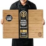 Deer & Oak XXXL Bamboo Chopping Board 60 x 40 x 3.2cm, Pre-Oiled 2 Feet Wide Extra Large Solid Wooden Cutting Board, Carving Board, Charcuterie Cheese Serving Board, Double-Sided, Juice Grooves