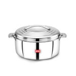 AVIAS Platina Premium 7500 ML Double Wall Insulated Stainless Steel Casserole, Hot Pot for Roti-Rice-Gravy-Curry, Silver Hot Box with Steel Lid, Retains Temperature, Twist Lock