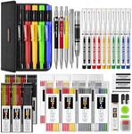 STAGEEK 49 Pack Carpenter Pencils Set With 164 Refills, Construction Pencil With Sharpener, Deep Hole Long-Nib Marker Pens, Automatic Center Punch and Carbide Scribe Tool for Woodworking with Case