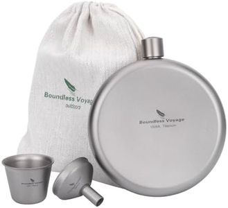 Boundless Voyage Titanium Hip Flask for Whiskey Vodka Portable Round Wine Bottle with Funnel Rust-Free Healthy Eco-Friendly Ultralight Small Liquor Bottle for Camping Outdoor Travel 150ml Ti3066D