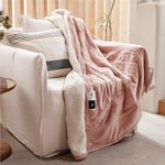 GOTCOZY Electric Blanket Heated Throw 130x160cm -Soft Silky Plush Heated Blanket with 6 Heat Settings & 10 Hours Auto-Off Timer For Home Office Use Machine Washable CE Certified(Rose Dust)