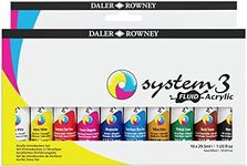 Daler-Rowney System3 Fluid Acrylic Set, 10 x 29.5ml Tubes, Assorted Vibrant Colours, Multi-Surface, Ideal for Professional Artists & Students
