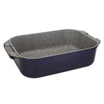 MasterClass Deep Cast Aluminium Roasting Tin, Lightweight Roasting Tray with Handles, Oven and Induction Safe, 41 x 26 cm, Metallic Blue