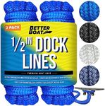 Boat Dock Lines & Rope Boat Ropes for Docking 1/2" Line Braided Mooring Marine Rope 25FT 1/2 Inch Nylon Rope Boat Dock Lines for Docking Boat Lines Boating Rope Braided with Loop Royal Blue 2 Pk