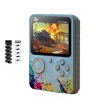 Like Star® G5 500 in 1 Retro Game Box Only for 1 Player, Handheld Classical Game PAD Can Play On TV, 500 Games Like Contra, Tank, Bomber Man Etc. (A Like Star Product) (Blue Grey)