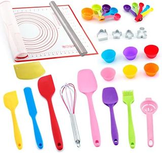 Silicone Spatulas Set, Rolling Pin, Cookie Cutters, Pastry Mat, Measuring Spoons and Cups, Dough Scraper, Cooking Baking Supplies for Teens Juniors Kids Adult Beginners(31-pieces)