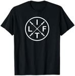 LIFT Weightlifting Fitness Barbells Crossed Circle T-Shirt