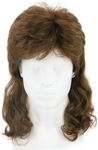 LeMarnia Men's Wig 80s Wig Brown Wave Mullet Wig Halloween Costume Fashion Wig Fancy Party Accessories Wig