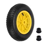 Trintion 14" Wheelbarrow Wheel 3.5-8 PU Puncture Proof Solid Wheel Heavy Duty Replacement Tire for Garden Trolley Barrow Go Cart Trailer Truck (Yellow)