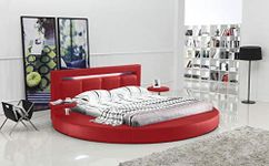 Matisse Oslo Round Bed with Headboard Lights King Size (Red)