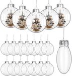 KIMOBER 24PCS Plastic Discs Ornaments,3.15 Inch Clear Flat Sphere Fillable Hanging Ornament Ball for DIY Craft Xmas Tree Decoration