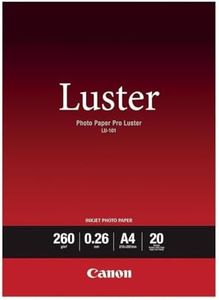 Canon LU101A4 260 GSM Smooth Texture Luster Photo Paper, A4 Size (20 Sheets)