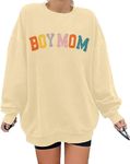 VILOVE Boy Mom Sweatshirt Women: Oversized Mama Sweatshirt, Apricot, Large